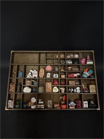 Shadow Box With Small Collectible Trinkets