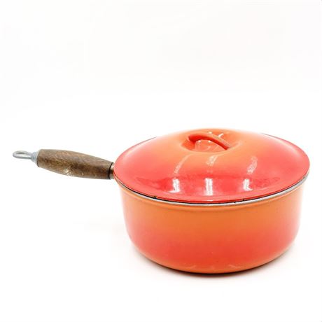 Descoware Belgium FE 22 Orange Enamel Flame Sauce Pot (2.5 Quart)