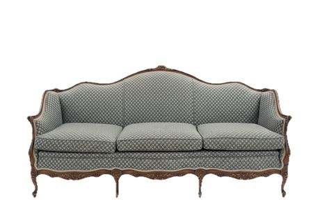 Louis XV/XVI Style Walnut & Upholstered Settee Couch