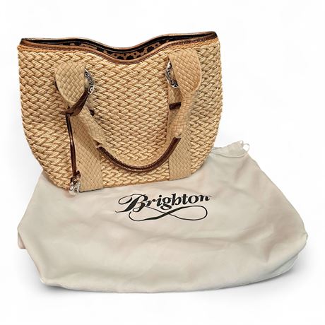 Brighton Woven Handbag With Leather Accents