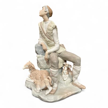 Lladro Porcelain Shepherd with Lamb Figurine