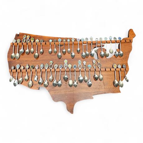 Souvenir Spoon Collection of 45 on California Rack