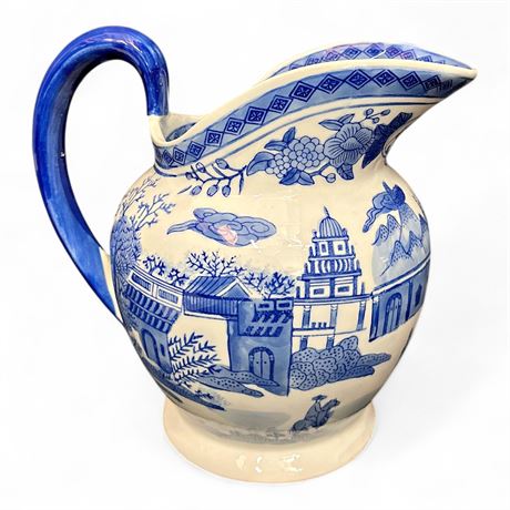 Blue Willow Porcelain Decorative Pitcher Made in China