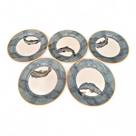 Set Of Five Williams-Sonoma English Angler Salad Plates