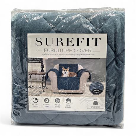 Surefit Chambray Blue Chair Furniture Cover