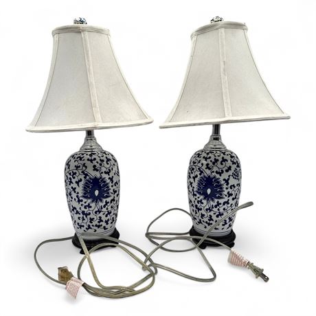 Pair of Blue & White Porcelain Table Lamps