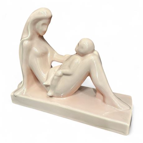 Royal Haeger Mother and Child Ceramic Sculpture #6053 Pink