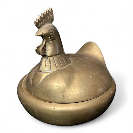 Brass Hen Trinket Box with Lid Made in India