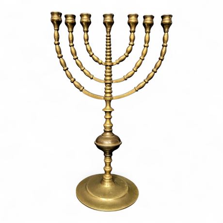 Brass Menorah 7 Branch Candle Holder