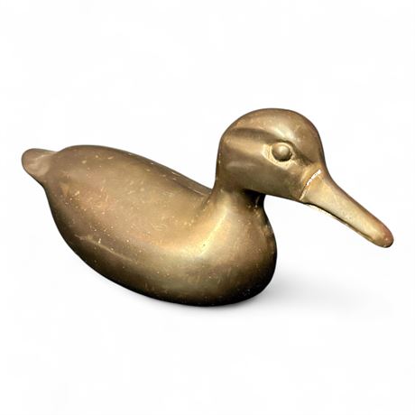 Solid Brass Duck Figurine Vintage Decorative