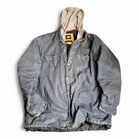 Dickies Men's Hooded Canvas Work Shirt Jacket XL