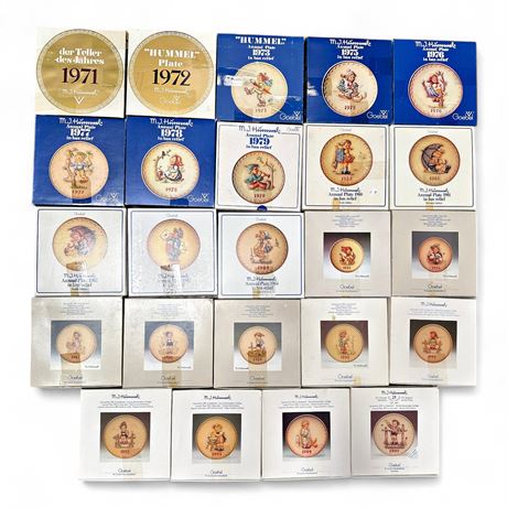 Collection of 24 M.I. Hummel Goebel Annual Collector Plates 1970s-1990s