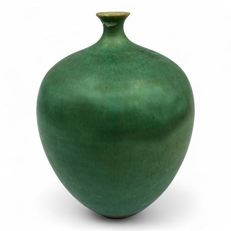 Green Matte Glaze Ceramic Bud Vase Studio Pottery