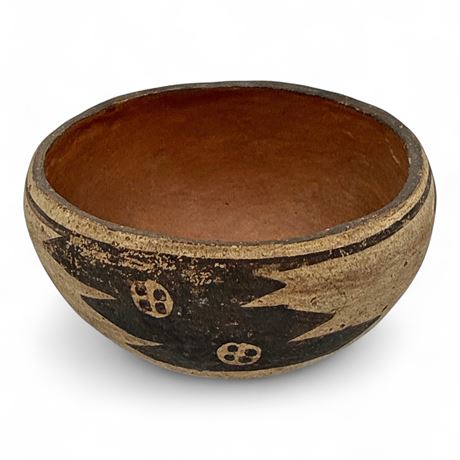 Native American Style Pueblo Pottery Bowl Black on Tan