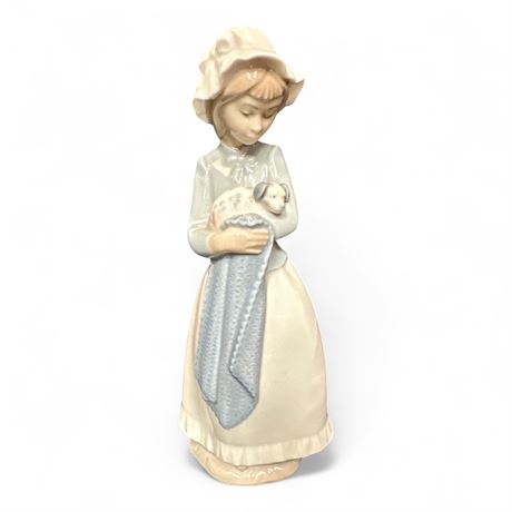 NAO by Lladro 'Girl with Puppy" Porcelain Figurine #241 Spain