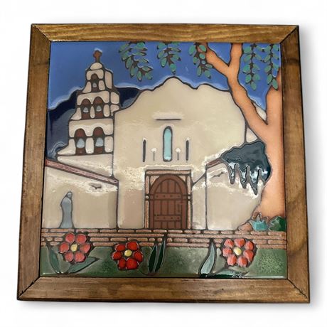 California Mission San Diego de Alcala Hand Painted Triton Tile