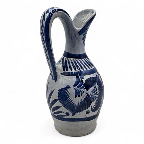 Talavera Mexico Blue White Ceramic Pitcher
