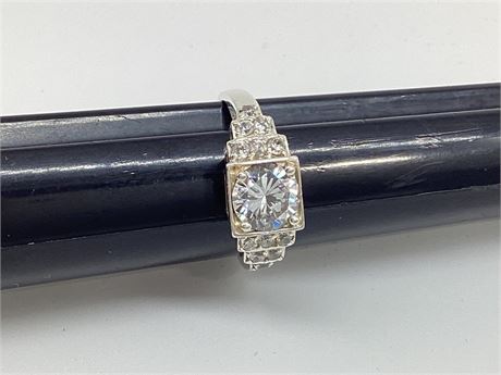 Sterling Silver Art Deco Style Cubic Zirconia (CZ) Ring