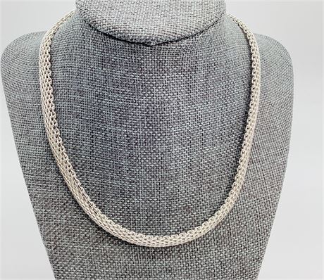 Sterling Silver Woven Mesh Adjustable  Necklace