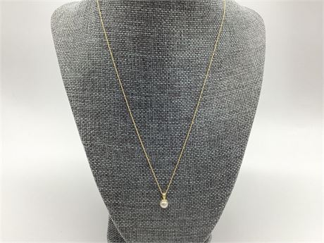 14K Yellow Gold Single Cultured Pearl Pendant Necklace