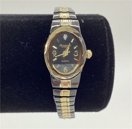 Precision by GRUEN Black and Gold-Tone Quartz Watch