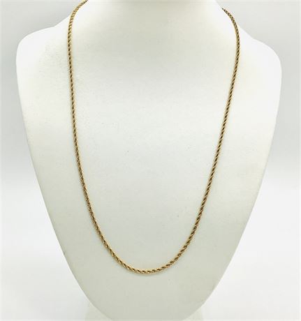 14K Yellow Gold Filled Twisted Rope Chain Necklace