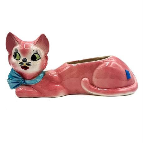 Pink Ceramic Cat Planter
