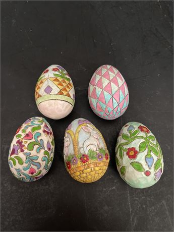 Set Of Decorative Jim Shore Heartwood Creek Easter Eggs