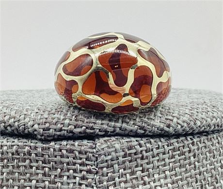 Dome-Shaped Animal Print Safari Wide Band Ring