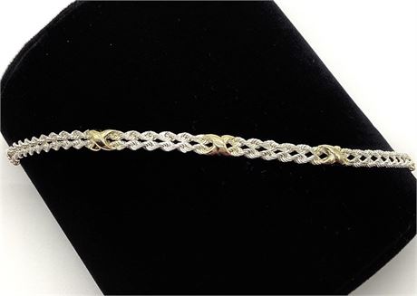 Vintage Sterling Silver & 14K Yellow Gold Dual-Tone CTP Peru Bracelet