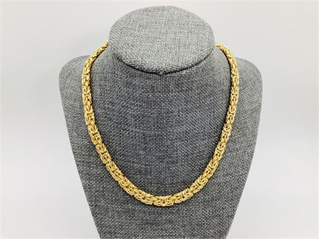 Chunky Byzantine Chain Necklace Constructed with Gold Plated Sterling Silver