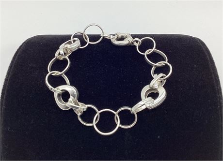 Sterling Silver Link Chain Bracelet with Toggle Clasp
