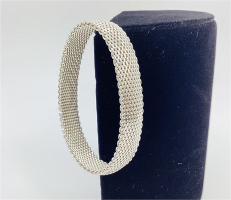 Sterling Silver Woven Mesh Bangle Bracelet