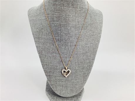 Gold Plate Over Sterling Silver CZ Heart "Love" Pendant with Box Chain