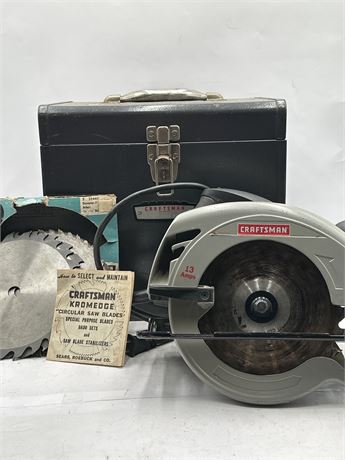 Vintage Craftsman 7-1/4" Circular Saw With Case & Blades 172.108530