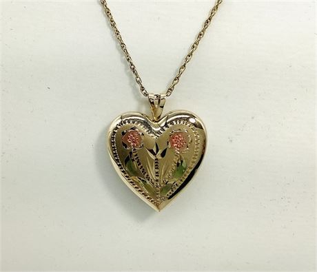 Vintage 14K Yellow Gold Filled Heart Locket Necklace
