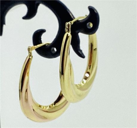 14K Yellow Gold Filled Oval Twist Design Earrings