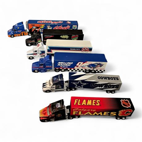 Lot of 6 Racing Champions NASCAR & Sports Team Transport Trucks