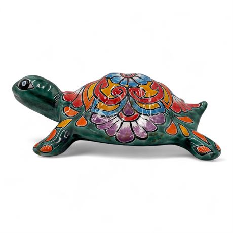 Mexican Talavera Style Ceramic Turtle Figurine
