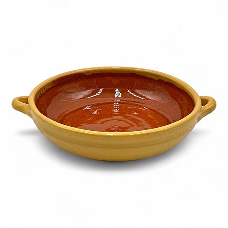 Yellow Glazed Terracotta Cazuela Baking Dish with Handles