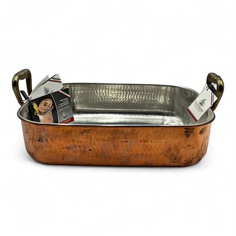 Cu Artigiana Italian Handmade Copper Roasting Pan Tin Lined