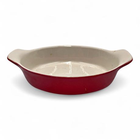 Emile Henry Ceramic Oval Baking Dish Made in France Red & Cream