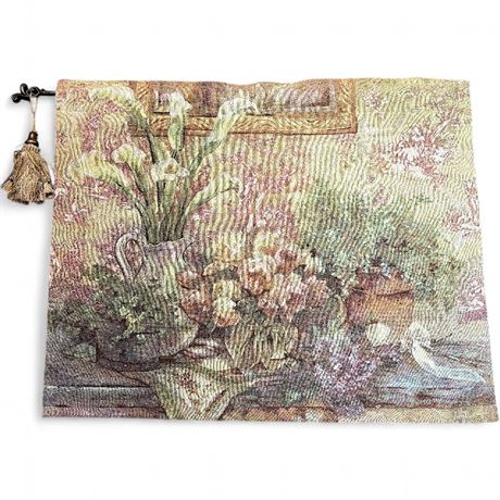 Tapestry Floral Wall Hanging with Tassel