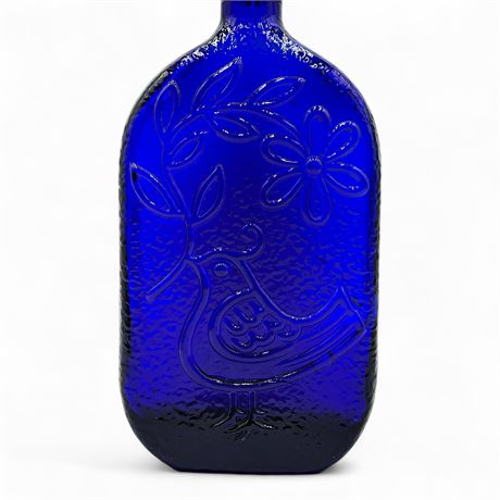 Vintage Cobalt Blue Glass Bird Decanter