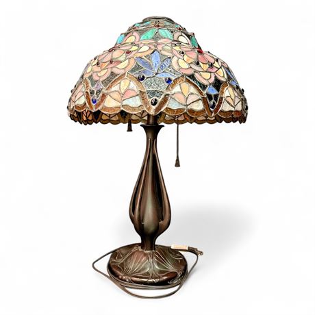 Tiffany Style Stained Glass Table Lamp Floral Dome Shade