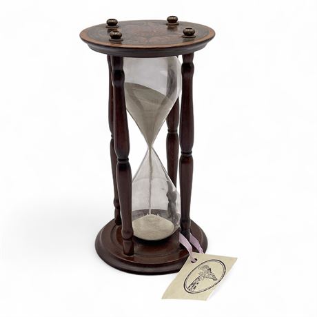 Wooden Hourglass Sand Timer with Zodiac Sun Face Design