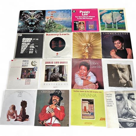 Lot of 16 Jazz Vinyl LP Records Herbie Mann Ramsey Lewis Peggy Lee
