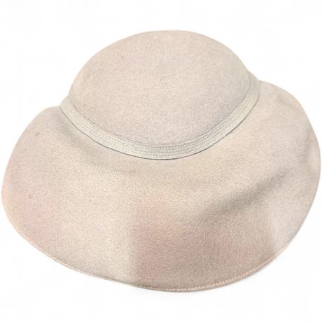 Bullock's Wilshire Collegienne Cream Felt Wide Brim Hat 22"