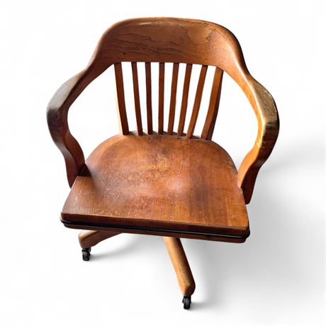 Vintage Boling Chair Company Walnut Swivel Banker's/Office Chair