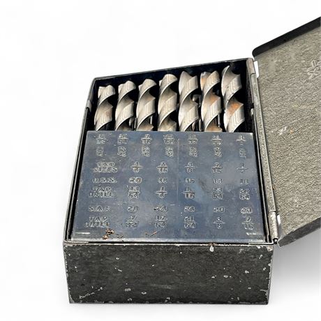 Drill Bit Set In Vintage Huot Drill Index Case